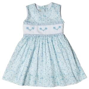 Marco & Lizzy Girls Blue Floral‎ Carly Sleeveless Dress - Embroidery on Waist